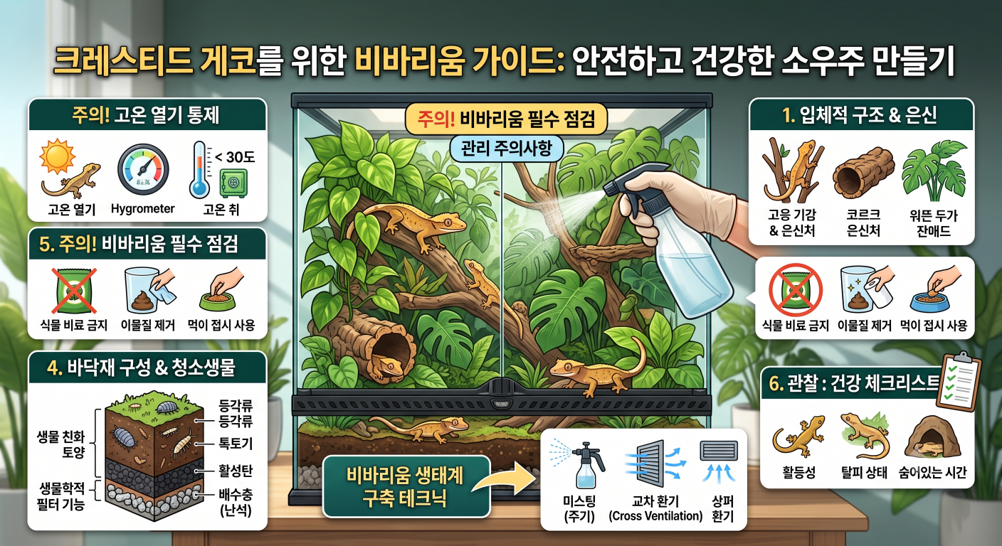 소형 파충류를 위한 환경조성주의점