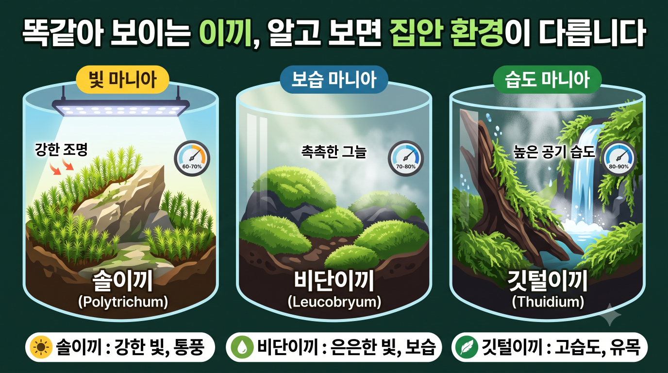 솔이끼비단이끼깃털이끼